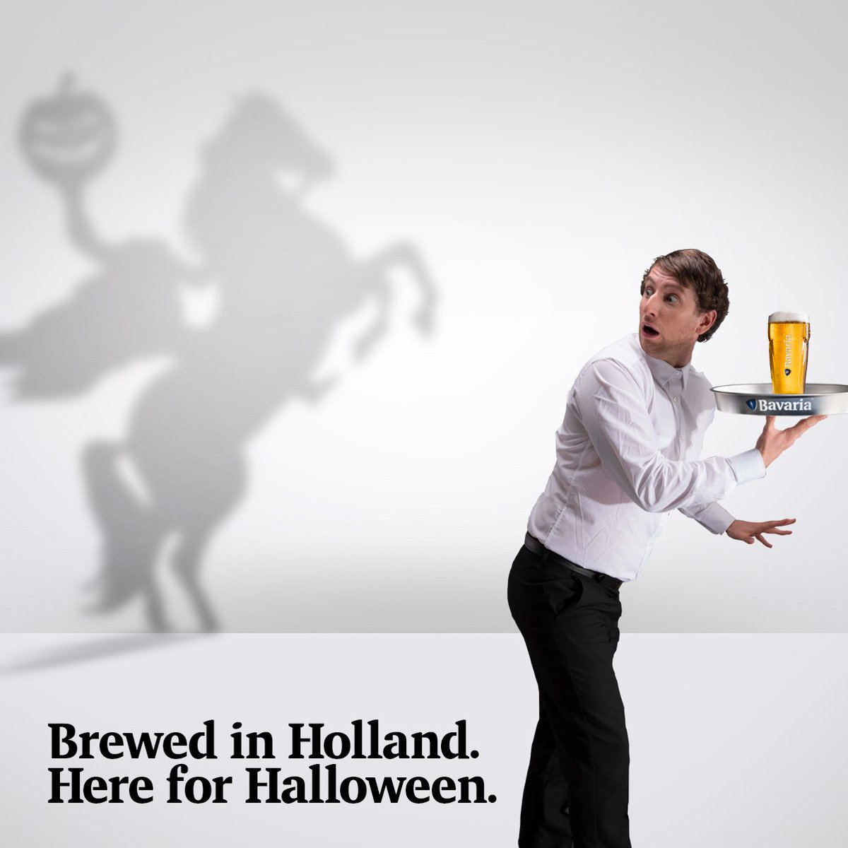 “Sorry, was that a pint or two halves?” Bavaria. A shockingly independent beer. #BavariaBeer #Halloween