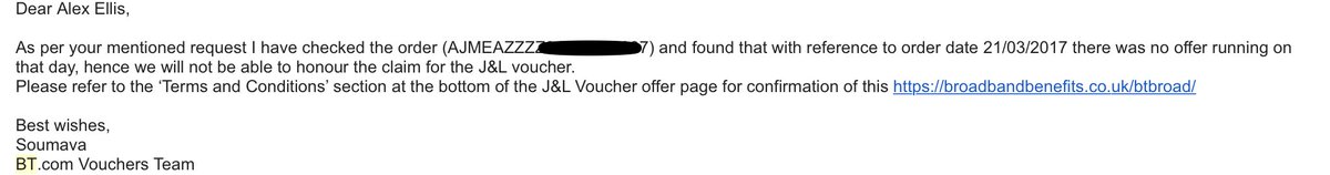 alexdotuk's tweet photo. @btcare BT trying to wriggle out of providing rewards as advertised again ! ! Been chasing JL voucher for 6 months https://t.co/T97hvFdzma