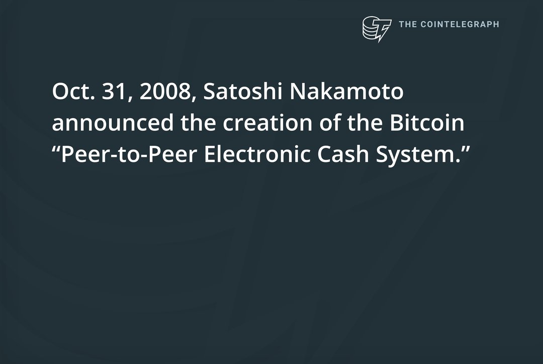 Cointelegraph's tweet photo. #CT_facts Happy Birthday #Bitcoin! #SatoshiNakamoto https://t.co/nrnofU39Ea