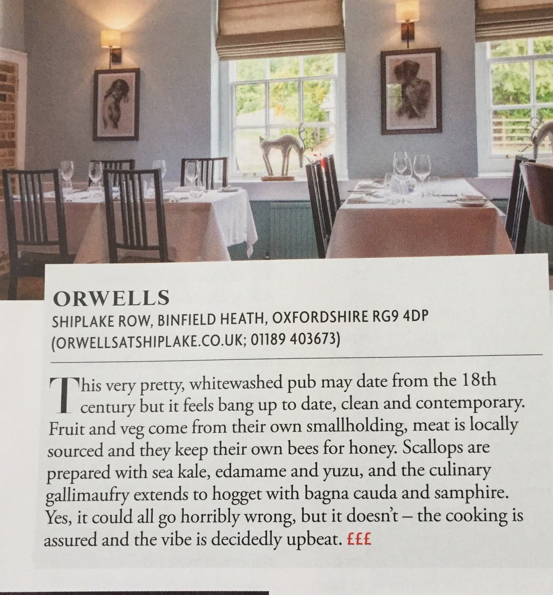 CuffComms's tweet photo. Go visit @Orwells_Rest - the @TatlerUK team were far from disappointed - #RuralCooking #ModernApproach #Oxfordshire 👌 https://t.co/ZAFr6B7oQY