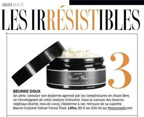 WINTER < Vu dans les irresistibles <a href="/grazia_fr/">Grazia France</a>, le beurre corporel vetiver Forest Floor lilfox ultra-réconfortant pour cet hiver !