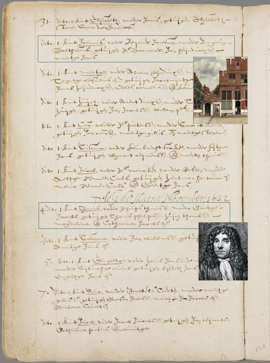 Vandaag 385 jaar geleden is #JohannesVermeer gedoopt. Nog geen week later werd ook #AntonivanLeeuwenhoek gedoopt in de Nieuwe Kerk