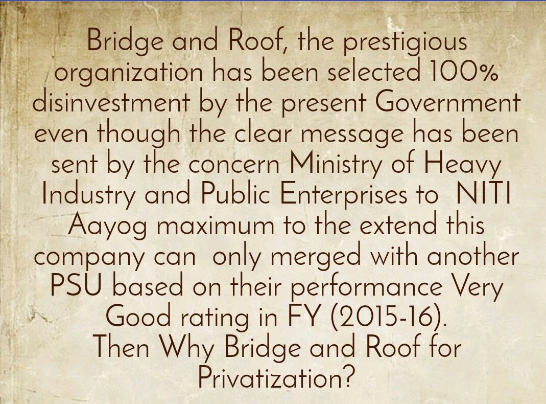 roof_and's tweet photo. Why GOI want to Privatize B&amp;R? DHI's proposal for merger with other PSU why not accept by @NITIAayog. @SuPriyoBabul Pls Speak to @PMOIndia https://t.co/Mel8R6AD2q