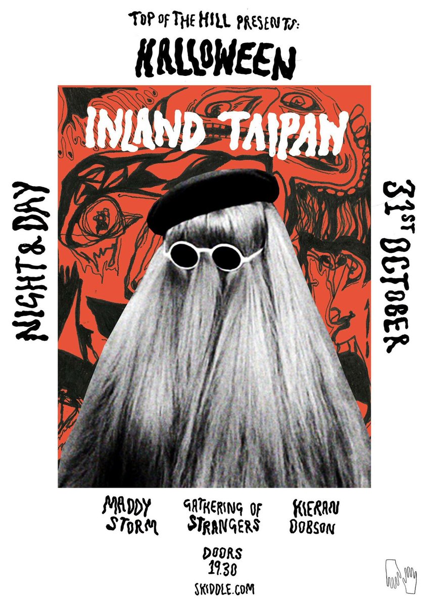 T O N I G H T //  join us at @nightanddaycafe for our Halloween party w/ @Inland_Taipan1 @maddystormmusic @gatheringofgos @Kieran_Dobson_ x