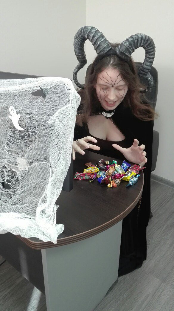 azoft's tweet photo. Our spooktacular Maleficent trying to resist treats. Are you haunted by fast carbs today?

#Halloween2017 #Halloween #Spooks #TrickOrTreat https://t.co/mKbyhnQYZ6