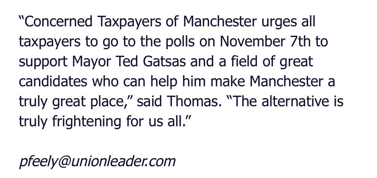 Gatsas4Mayor's tweet photo. Honored to receive the endorsement of the Concerned Taxpayers of #mht - VOTE Tuesday, November 7th! #nhpolitics https://t.co/khVNhcEb0U