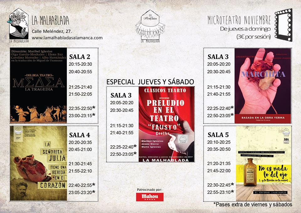 MicroClasicos's tweet photo. PROGRAMACIÓN COMPLETA DEL #IIIFESTIVALMICRÓCLASICOS en @LaMalhablada_ Un mes para no perderse nada!!! #Loclásicoestádemoda https://t.co/VLvBjUV4L3