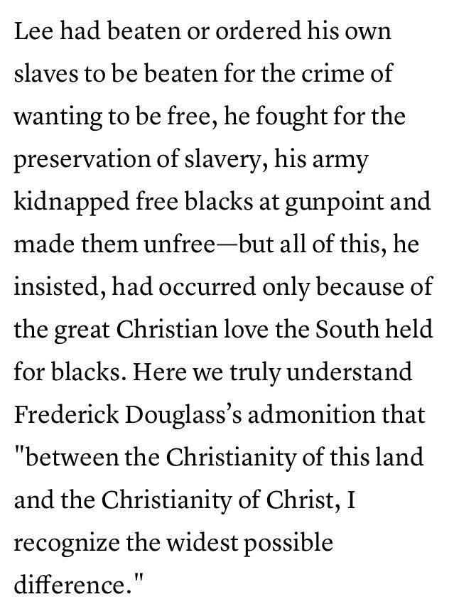 AdamSerwer's tweet photo. Gen. Lee was a slaver and a traitor who opposed black suffrage and whose cult of personality underpinned Jim Crow.  https://t.co/kFh5bYvK1t https://t.co/jLd2Taec55