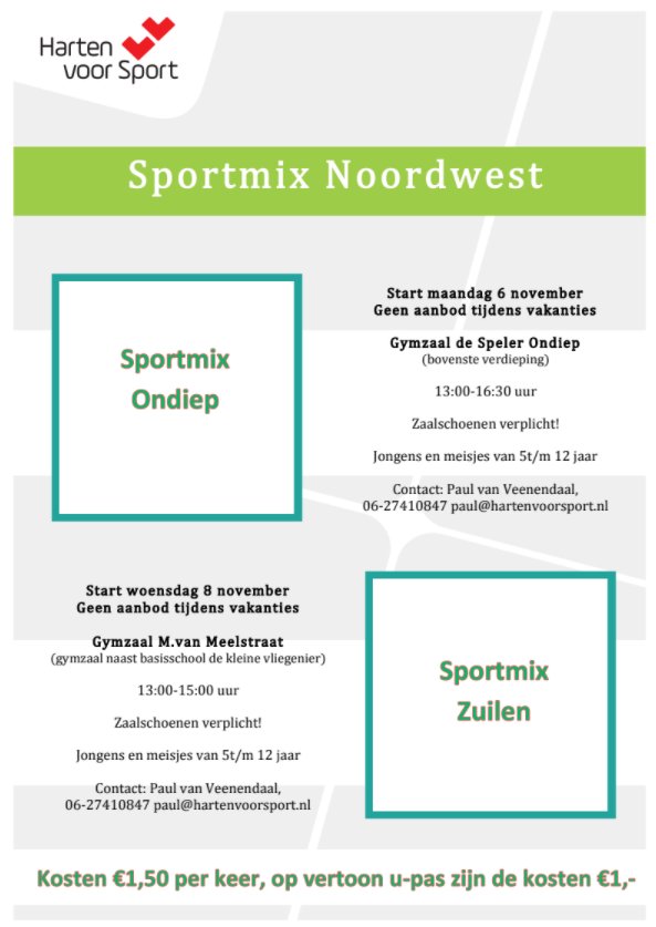 Verschillende sporten uitproberen voor maar €1.50 per keer? Dat kan tijdens #Sportmix in De Speler. Vanaf volgende week maandag + woensdag!