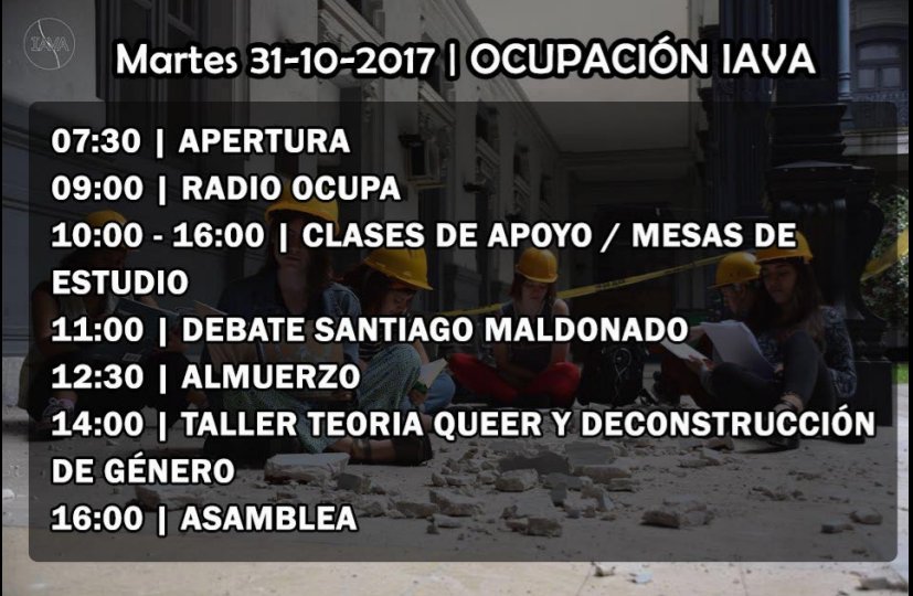 OCUPACIÓN | Cronograma de actividades para la jornada de hoy.

¡Arrimate!