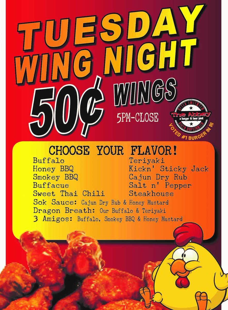 TheAbbeyProv's tweet photo. #HappyHalloween !! Celebrate with some wings! Check out our new flavors! https://t.co/ZulXxiqsdI
