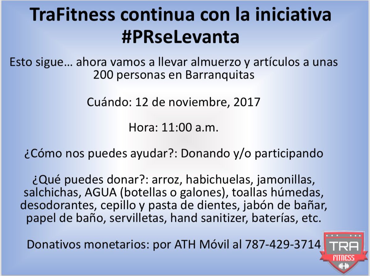 josetra_'s tweet photo. ¡Contamos con tu ayuda! Esta vez nos dirigimos hacia Barranquitas. 🇵🇷
¡Únete! 💪🏽 https://t.co/Z9TYSI9yoP