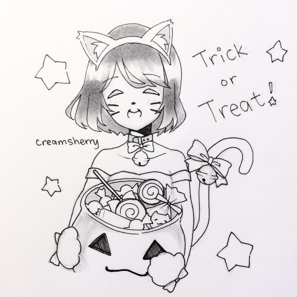 #inktober day 31: Happy Halloween! Can't pass up trick or treating when there's candy involved ???✨
おわったーーー休みたいww 