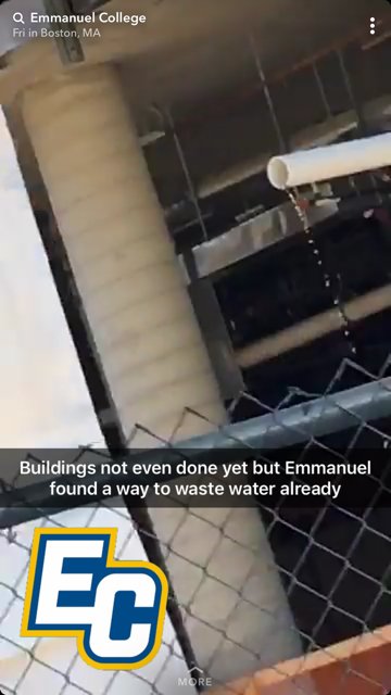 ecnewreshall's tweet photo. Fun fact: this is actually a temporary roof drain to keep the rain water out! Further questions? Email ECNewResHall@emmanuel.edu. https://t.co/BXQwuHiIWd
