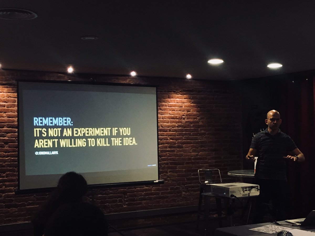 It’s not an experiment if you aren’t willing to kill the idea <a href="/jonomallanyk/">Jono Mallanyk</a> <a href="/jboogie/">Jeff Gothelf</a> #LeanUX