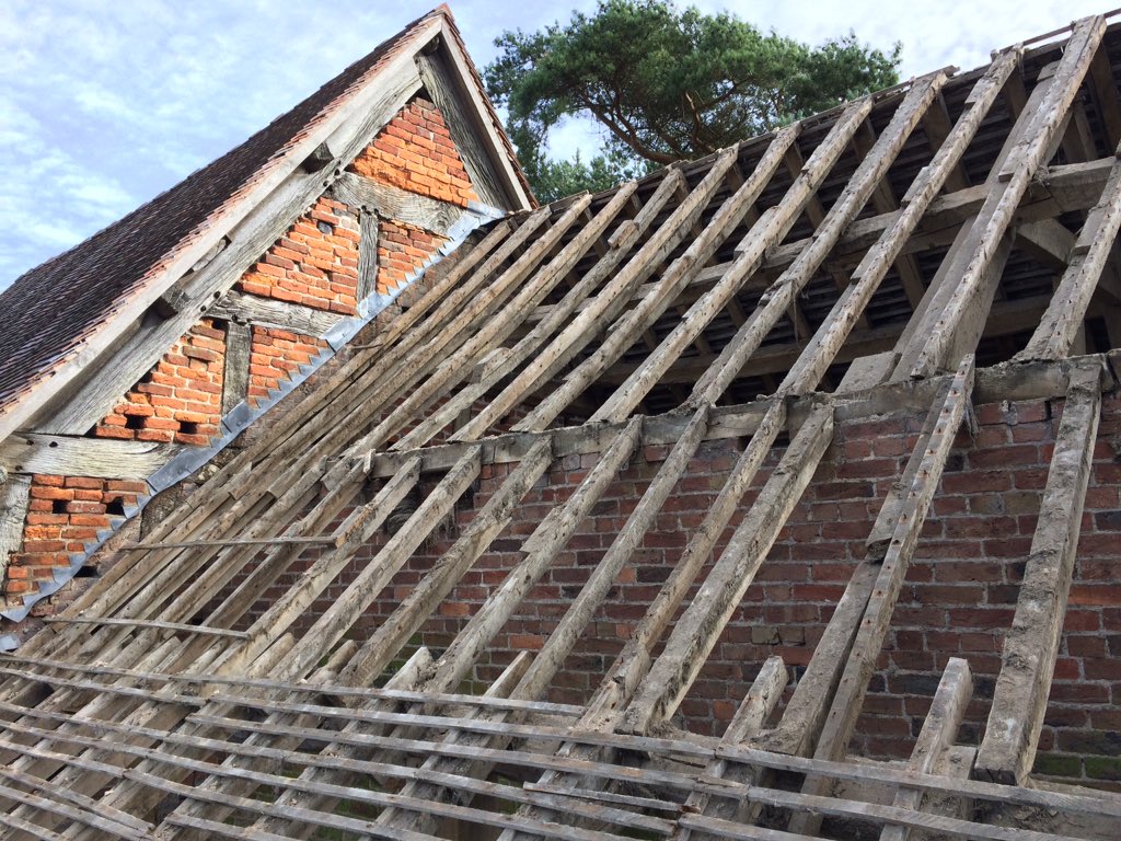 SalopianEcology's tweet photo. Acting as an Ecological Clerk of Works on behalf of the @nationaltrust during re roofing  works of an old barn https://t.co/bVrB2PgX2N