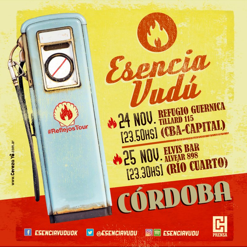 Esenciavudu's tweet photo. #Atención se suma #RíoCuarto al #ReflejosTour
Sábado 25 de noviembre en #ElvisBar https://t.co/rs45aSE5mj