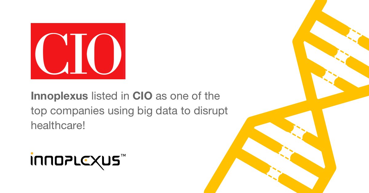 Innoplexus's tweet photo. Proud moment for us. We r now listed in @CIOonline as top company disrupting healthcare using Big Data, ML &amp; AI
https://t.co/MukKacCtvo https://t.co/1YuL9hfm26