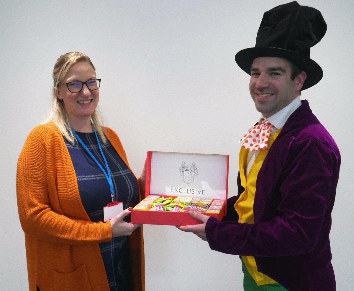 ExclusiveMandE's tweet photo. Little surprises around every corner, but nothing dangerous! 
Don’t forget to share when our Willy Wonka has reached your office! https://t.co/axgDt7g5Jg