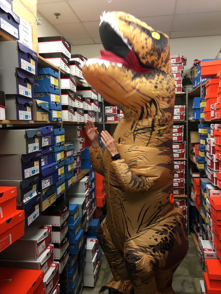 PRR_Ashburn's tweet photo. Our store dinosaur is having some trouble reaching the top shelf.
#tinytrexarms #Halloween2017 https://t.co/S4bnj85Wl0