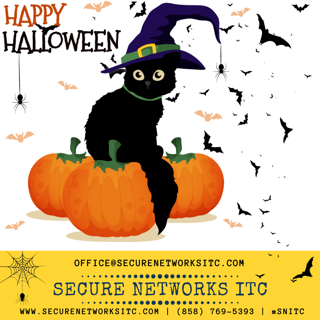 secnetitc's tweet photo. #SecureNetworksITC wishes you #HappyHalloween!
#itsupport #Halloween #cat #SecNetITC #SNITC #computersupport #holiday #techworld https://t.co/H4reyqwVt8