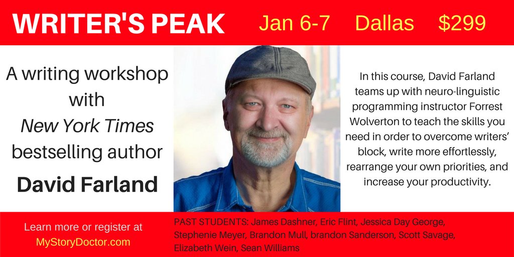 alleypat's tweet photo. @davidfarland coming to #Dallas for "Writer's Peak" #writingworkshop Jan 6-7 #amwriting #DFW #DFWStuff #writing #amwriting https://t.co/FTx2Vq3hMx