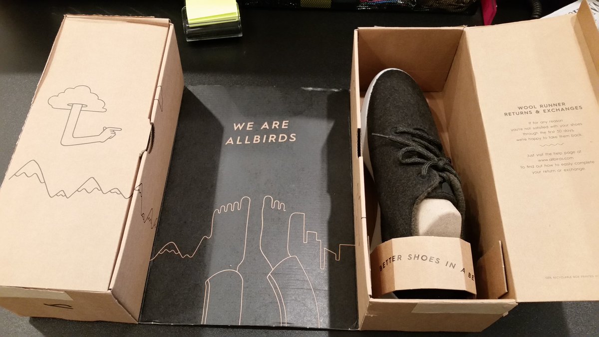 jacquelinetswan's tweet photo. The allbirds have arrived! @Allbirds superb packaging/opening experience! #ingenuitive #birthday #shoes https://t.co/A2m2HZMsAU