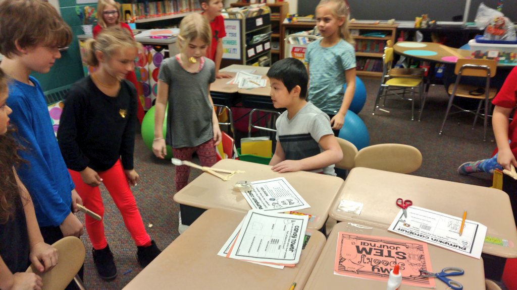 MrsKadrlik's tweet image. Launching pumpkin (Reese&apos;s mini-cup) catapults. #SpookySTEM #NOTbattlereadybutwehadfun #cfelem #WeGotThis