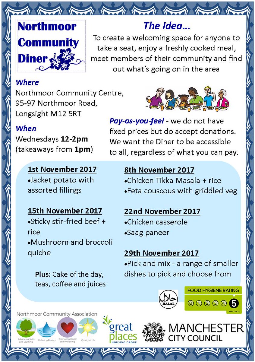 Nmoor_Community's tweet photo. #Community #Diner #Food #payasyoufeel #charity #Manchester #MCR #Longsight #halal #volunteer #Wednesday #meal #meat #vegetarian #cake https://t.co/tNlCIart5z