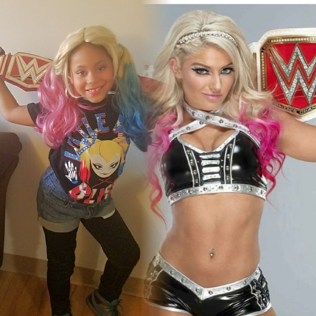 PinKkKREignRosa's tweet photo. Jaslene as her favorite wrestler @AlexaBliss_WWE #HappyHalloween https://t.co/57tJL1yowP