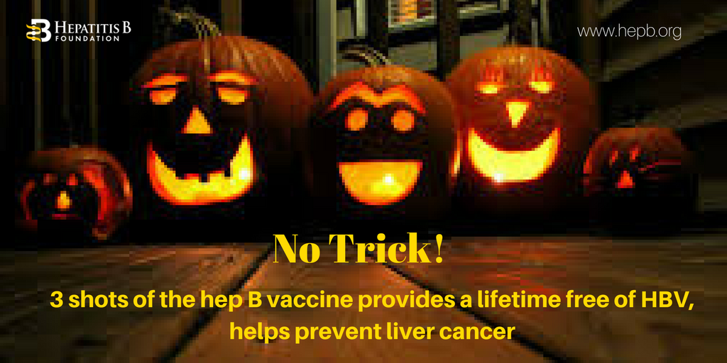 HepBFoundation's tweet photo. #TrickorTreat! #HepB vaccine provides a life free of #HBV & #HDV, helps prevent #livercancer. #LCAM2017 #Halloween https://t.co/jwmIwennDw https://t.co/gWJyystyXa