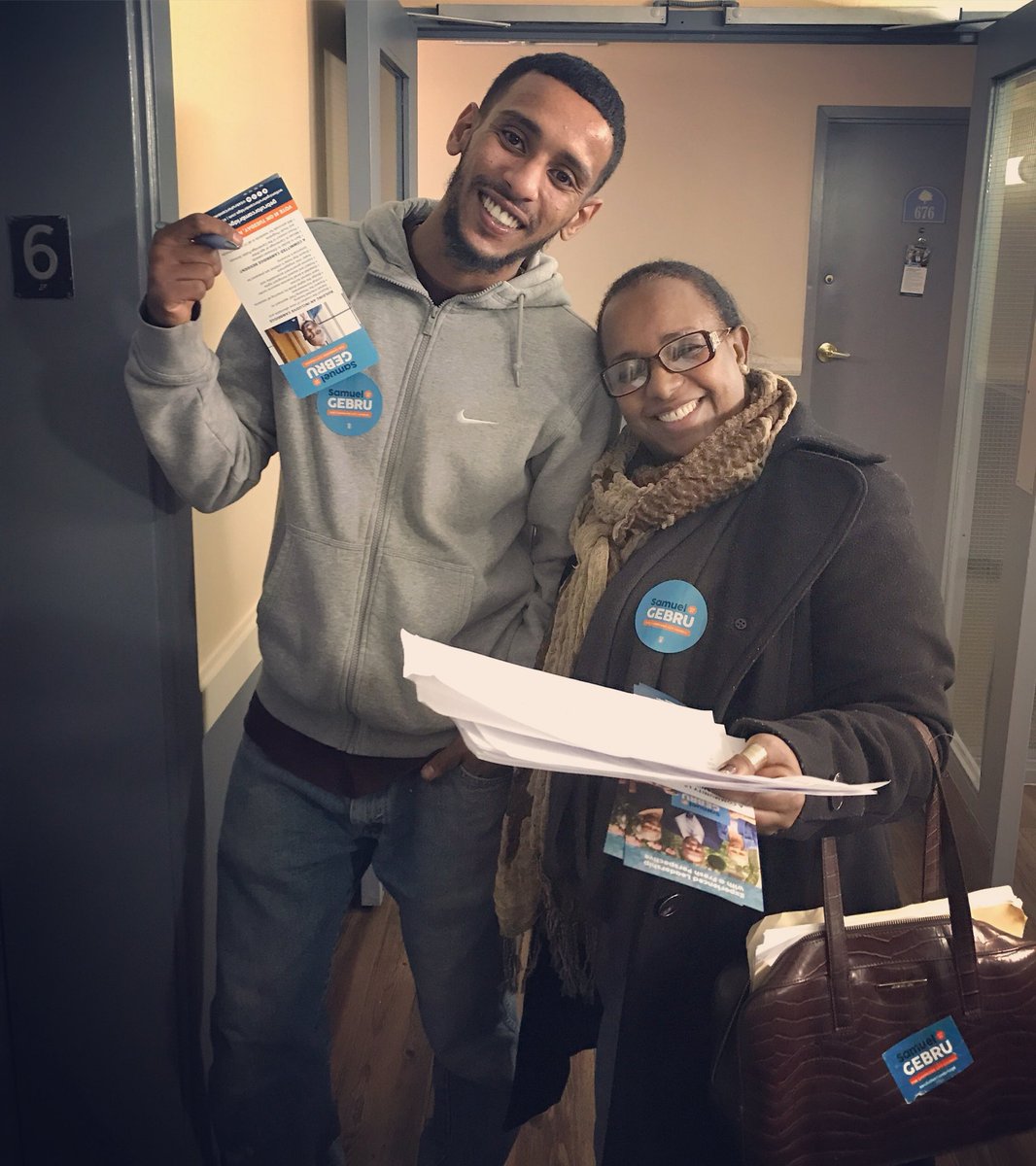 SMGebru's tweet photo. Was sent this photo last night. Such a joy to have family canvassing throughout #CambMA. 7 days left! #TeamGebru #InclusiveCambridge #mapoli https://t.co/qoobkEl4CG