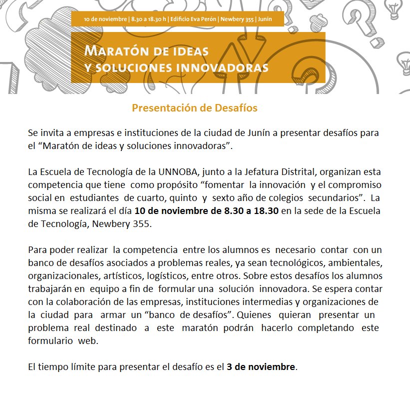 ETUnnoba's tweet photo. Maratón de ideas y soluciones innovadoras
¡SUBÍ TU DESAFÍO!
Sitio: https://t.co/VRmOdaiTTa https://t.co/aQNXKhmyT6