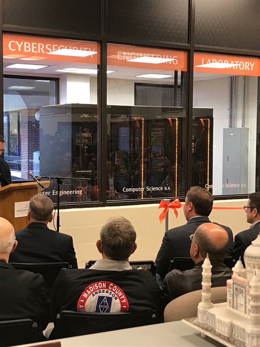 MarieMsmorris's tweet photo. Ribbon cutting at AU’s new CyberSecurity Engineering Laboratory. Awesome! @AndersonU #myAUstory https://t.co/3T1F6EcEnx
