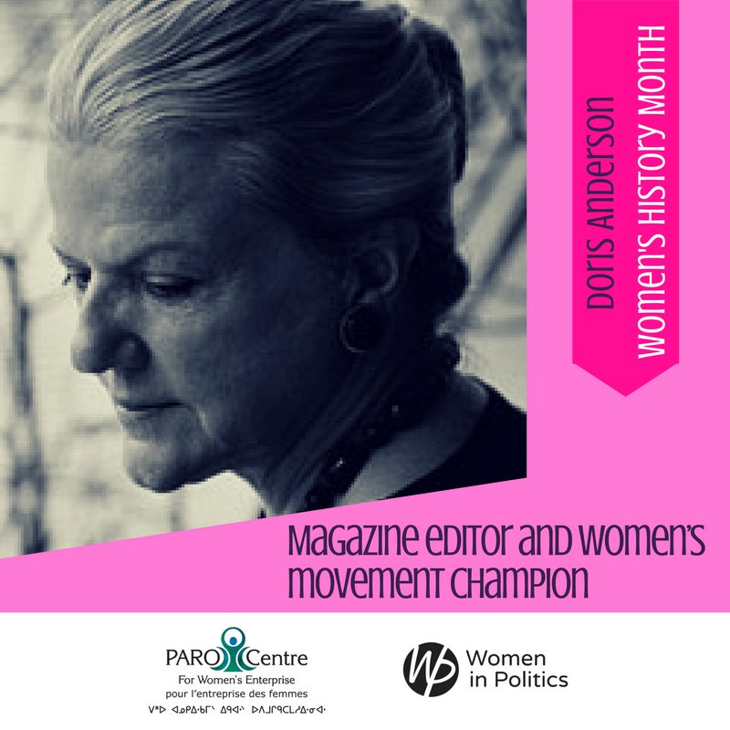 Doris Anderson was the editor of Chatelaine Magazine and pushed for the creation of the Royal Commission on the Status of Women #KnowHer