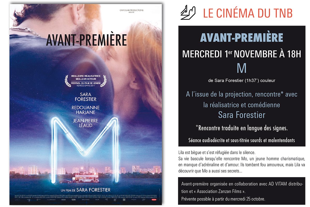 Zanzan_Films's tweet photo. Avant-première accessible de "M" au Ciné-TNB (Rennes) en partenariat avec Zanzan Films ! A demain ! https://t.co/E29asLHPuX