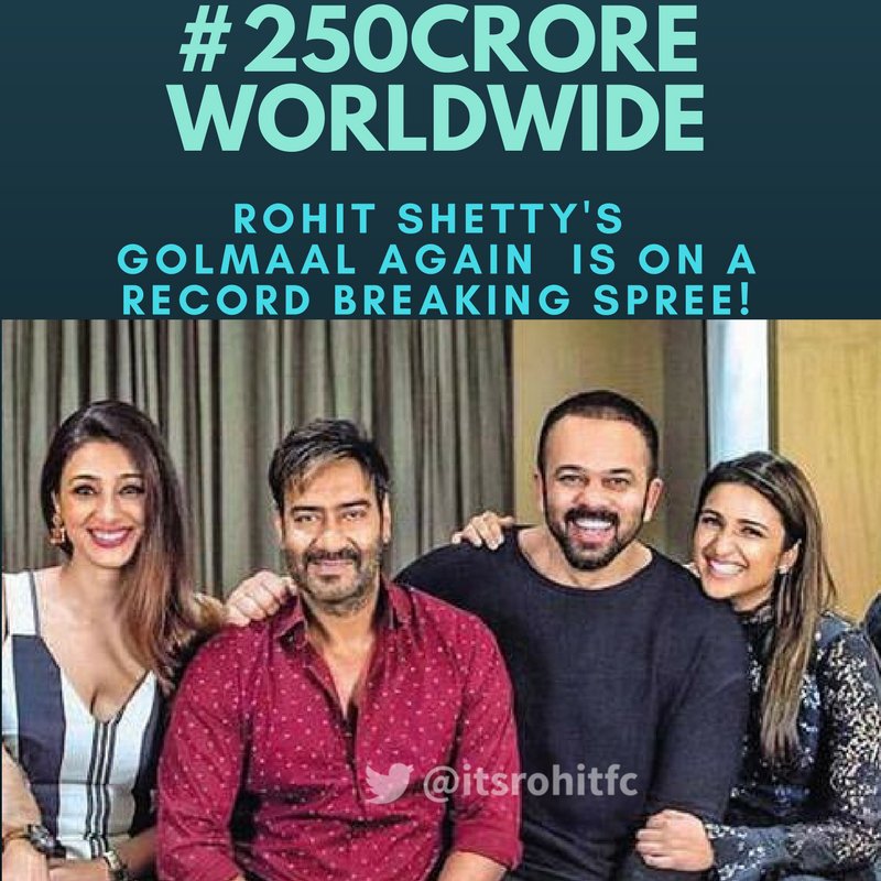 itsrohitfc's tweet image. #RT if you have contributed to this #250CRORE of #GolmaalAgain!
I saw the movie twice already.. what about you?
#RohitShetty #AjayDevgn