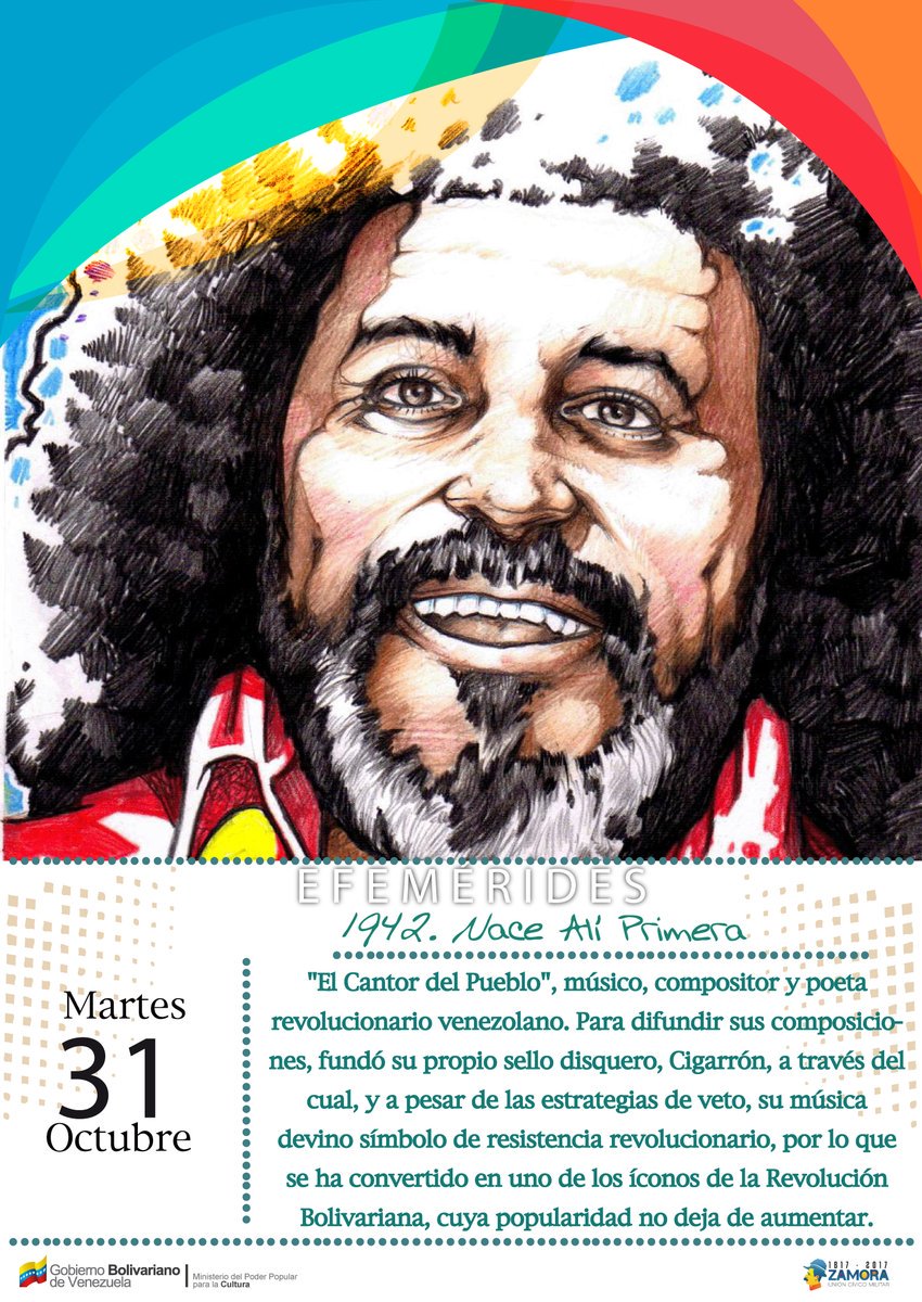 mmolinapsuv's tweet photo. #31Oct nace Alí Primera “El Cantor del Pueblo”  
“Sí la lucha por la libertad se dispersa, no habrá victoria popular en el combate.” https://t.co/QHXEsbfniL