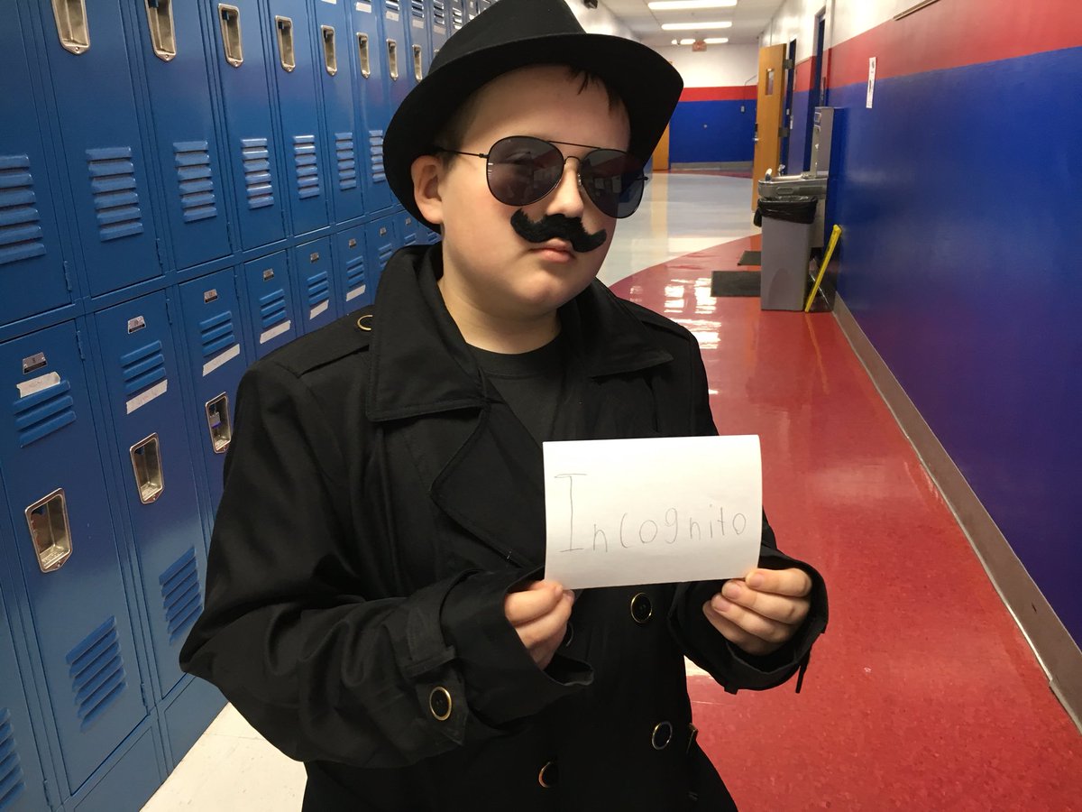 mrpiercEy's tweet photo. We assigned our fifth graders difficult dictionary words to dress up as today. The results were pretty amazing! #edchat https://t.co/DNw2GlDaTn