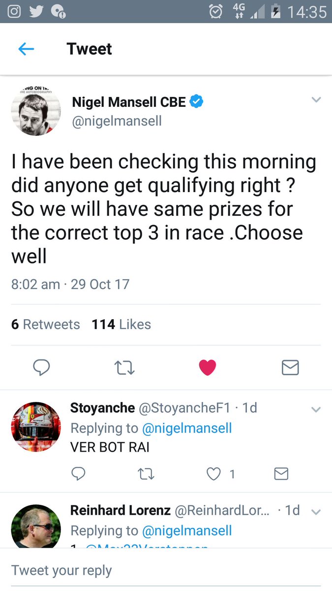 StoyancheF1's tweet photo. @nigelmansell I got race finish. https://t.co/eza2EBXDf9