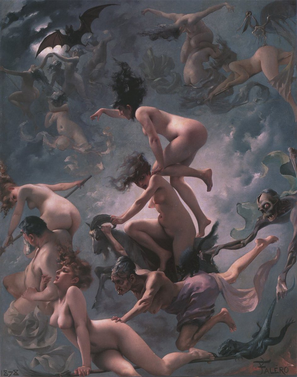 WhoresofYore's tweet photo. “Witches going to their Sabbath” (1878), by Luis Ricardo

#HappyHallowen https://t.co/ItxvnAsnET