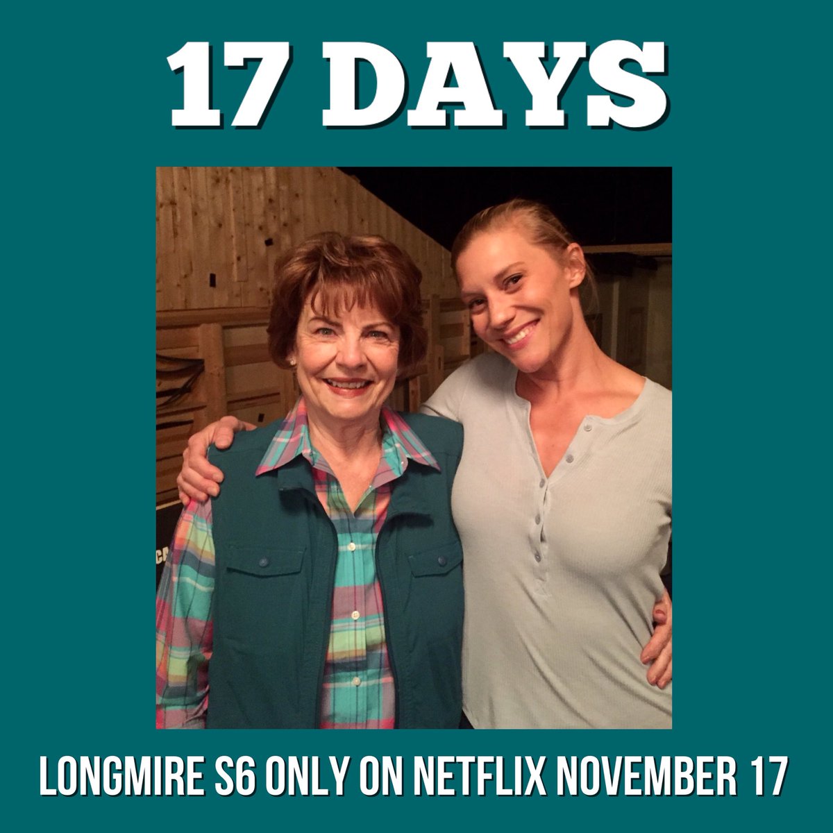 LongmirePosse's tweet photo. Counting down the days until #Longmire S6 is released on @netflix on Nov 17 - just 17 DAYS! Please RT! https://t.co/iopycZpvn2