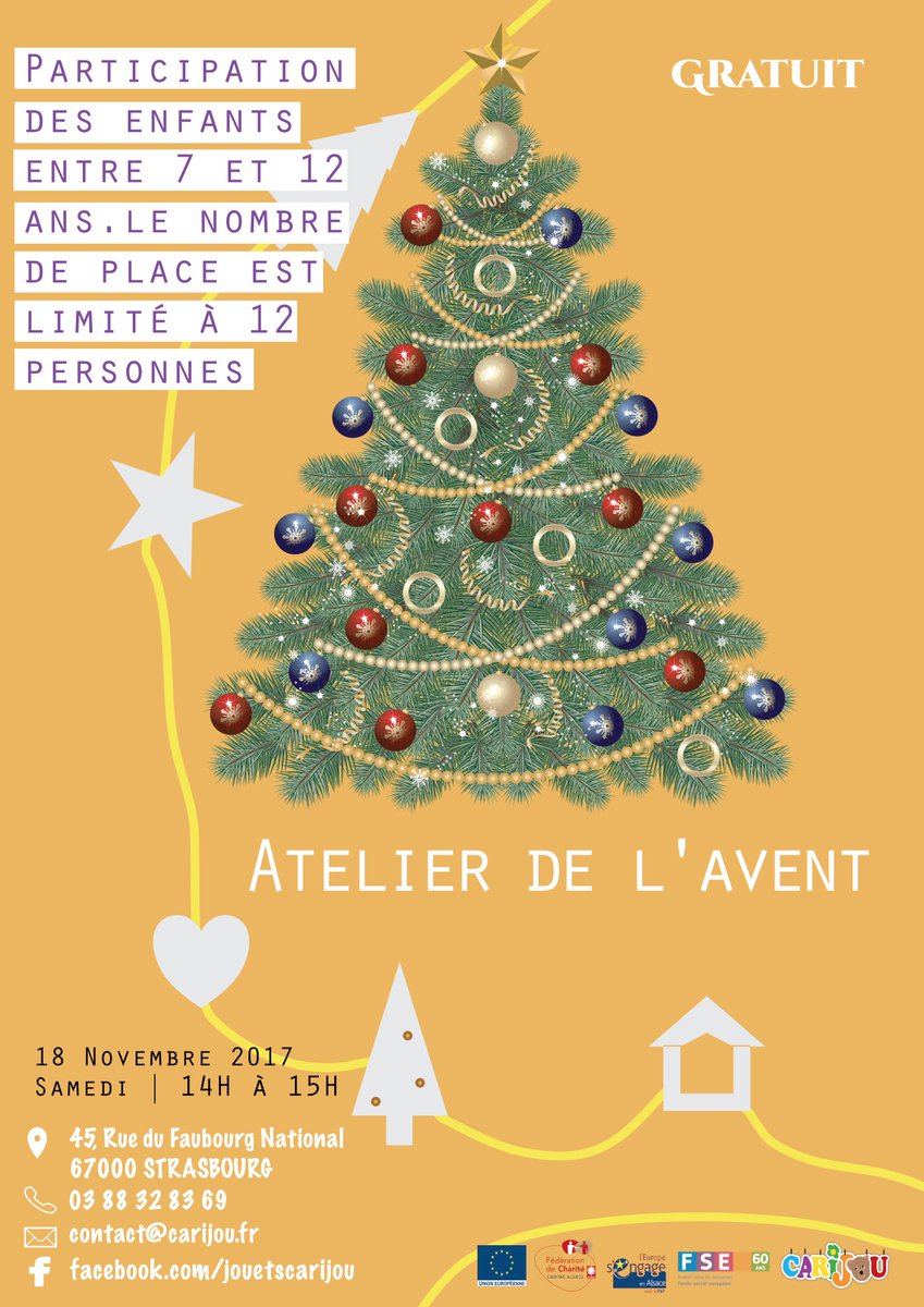 l'atelier de l'Avent. Le nombre place est limité à 12 enfants.INSCRIVEZ VOS ENFANTS EN APPELANT AU 03 88 32 83 69. #carijoustrasbourg #Toys