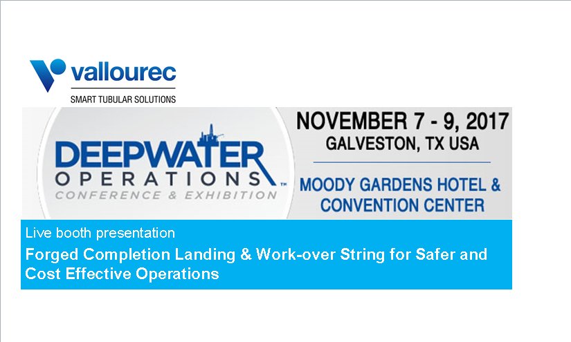 FDuclot's tweet image. #Riser or #LandingString challenges? #Vallourec booth 505 at Deepwater Operations Nov 9-11 #offshore #DeepOps2017 bit.ly/2iC2dEI