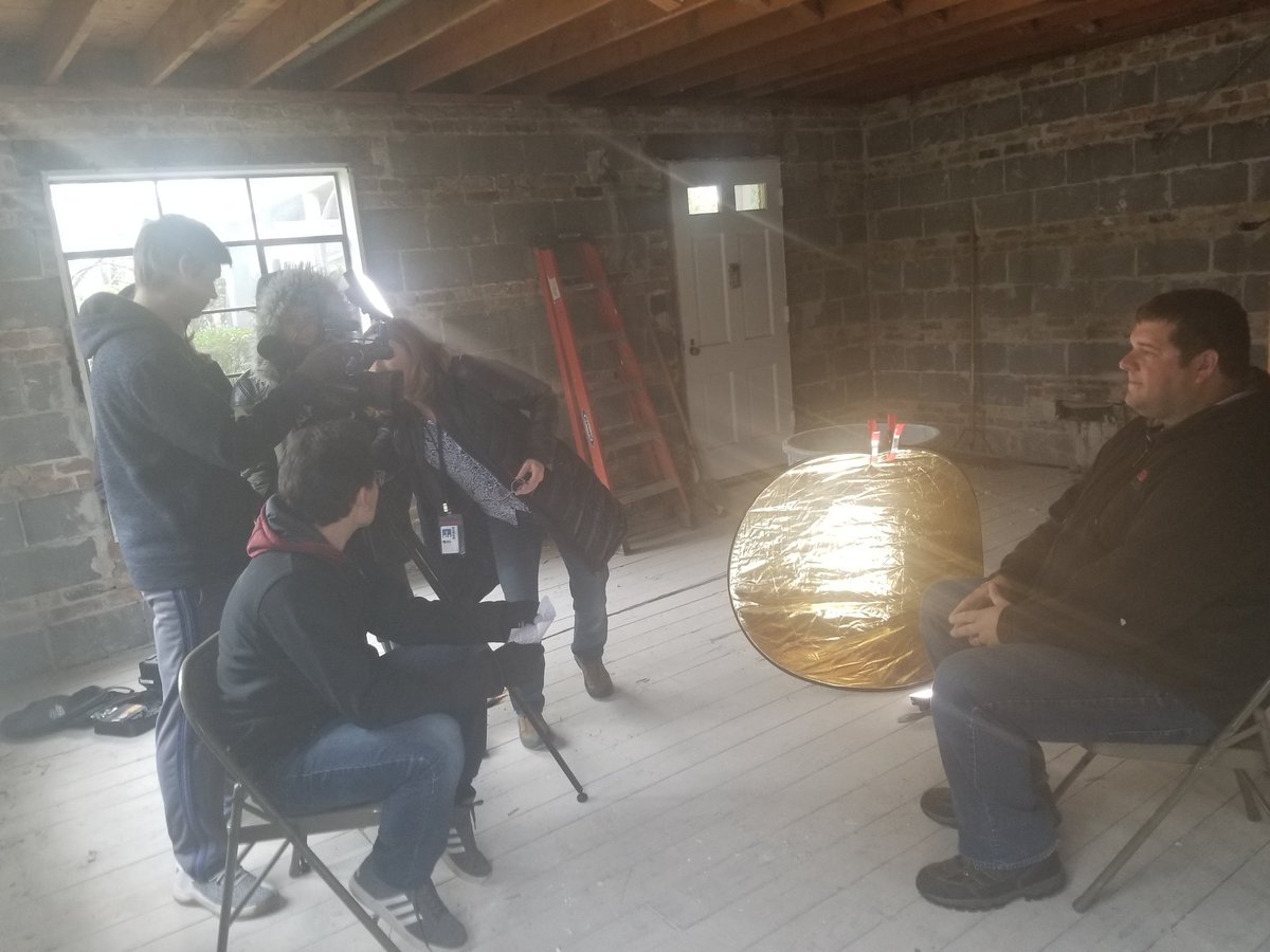 PaulKrista1's tweet photo. And action... #studio214 students film @214PAC build! @District214 @STEMLdr @WeidnerDan https://t.co/7HBxJI4P4x