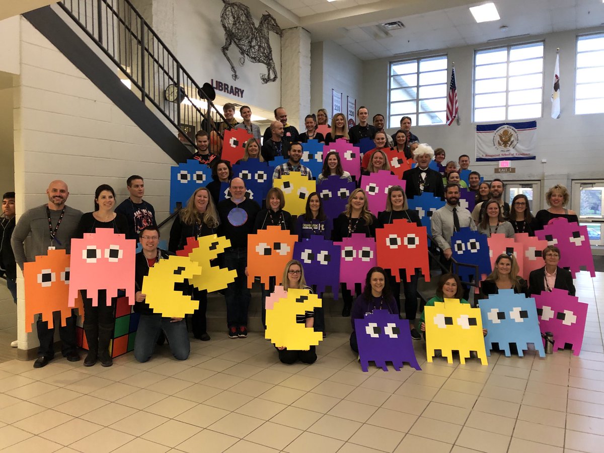 lturngren's tweet photo. Science and math department are rocking the 80s theme today! @barrington220 @bhs220 #sciencedeptrocks https://t.co/xM4VIhJ0Fs