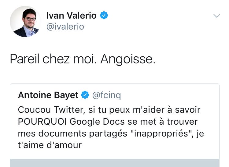 fcinq's tweet photo. Ok, on en est donc à trois rédacs (BFM, RTL, Mondadori) qui se font suspendre leurs docs partagés sur Google Docs. Qui dit mieux ? https://t.co/rX3LNzntYo