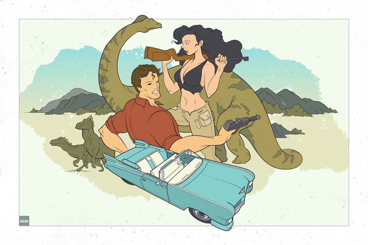 daabcreative's tweet photo. Xenozoic commission piece is complete! #comics #markshultz #dinosaurs #cadillac #adventure #digitalart #vectorart #comicart #illustration https://t.co/qnUzI2sEuh