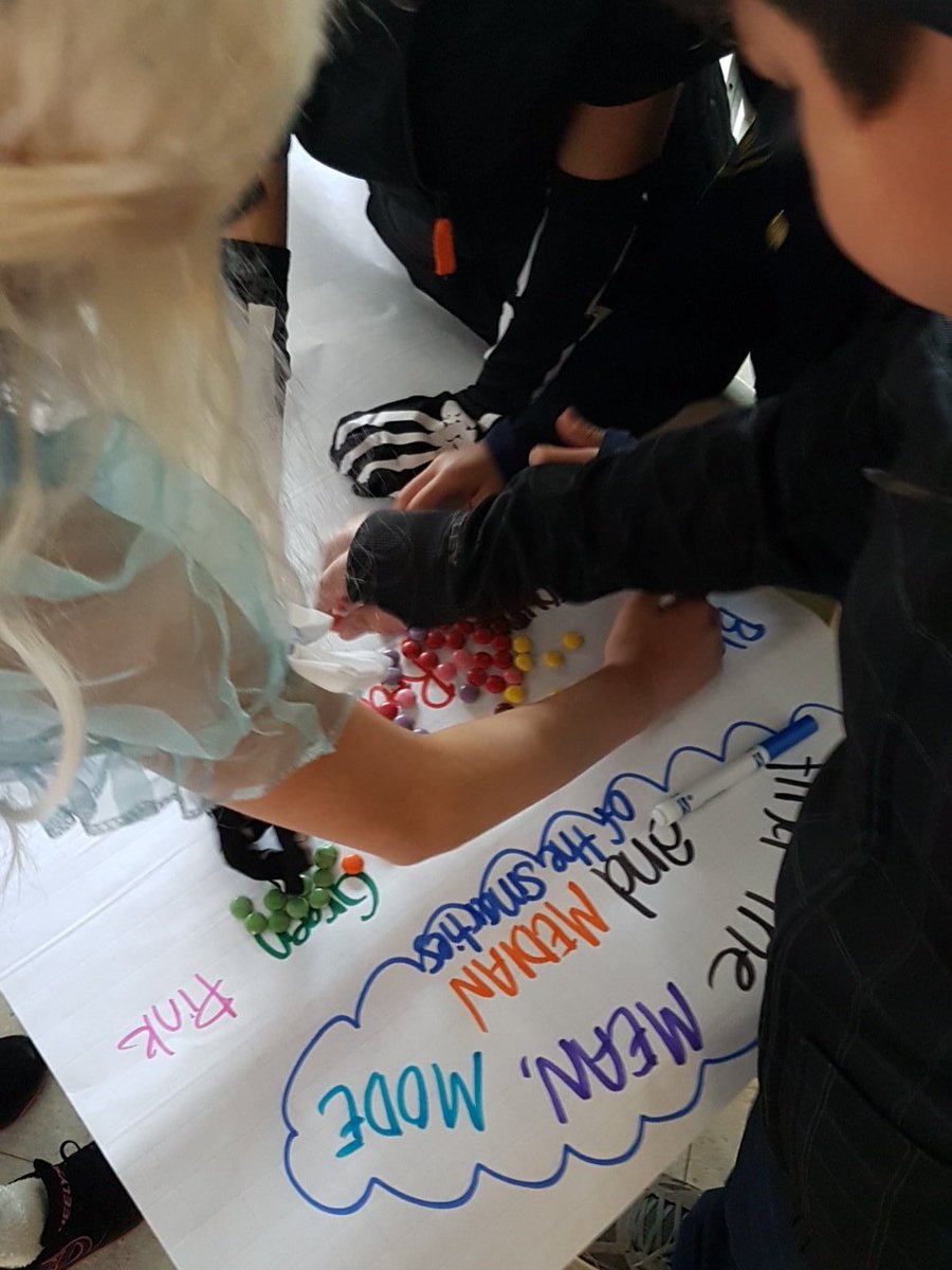 msgauthierclass's tweet photo. Using smartie to find the MEAN, MODE and the MEDIAN together. Halloween math! #lovethemath https://t.co/kjFrn53yrS