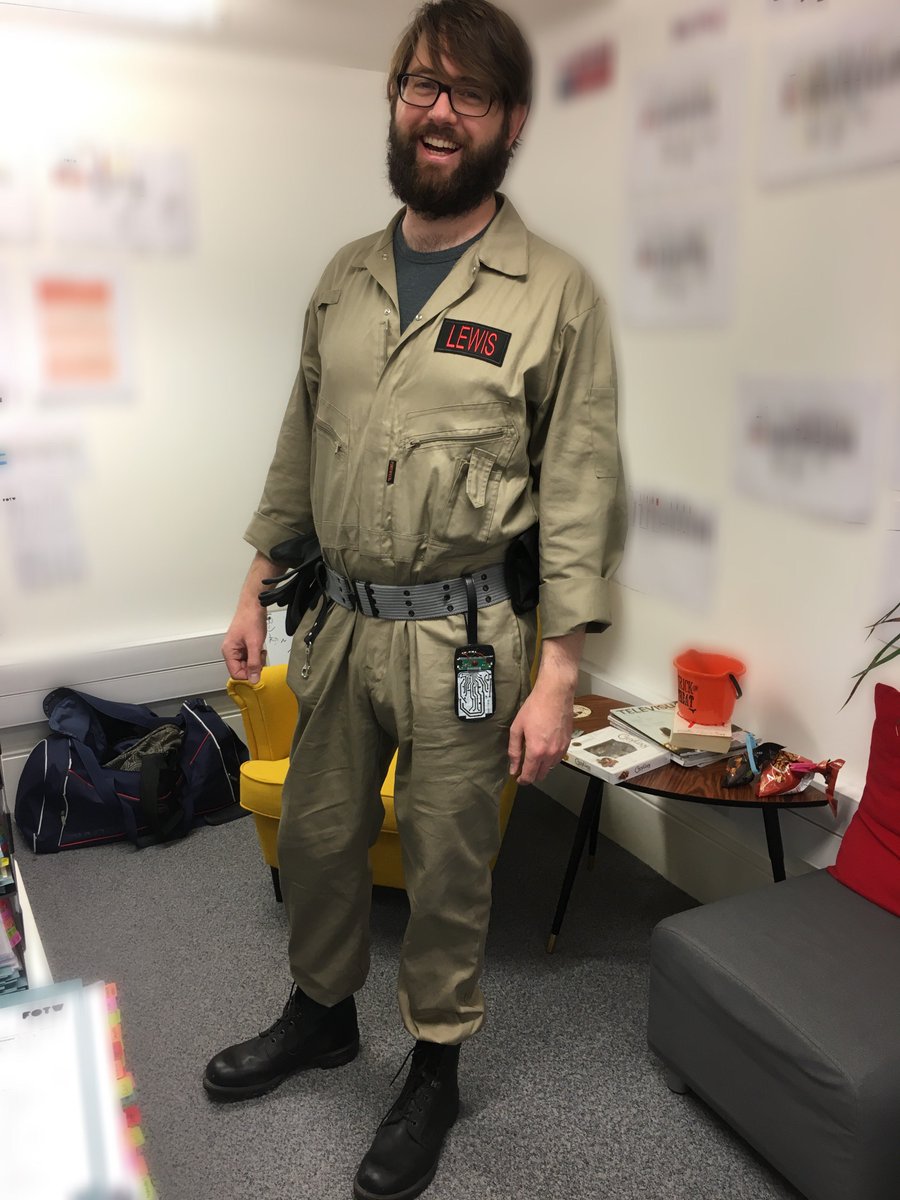 FOTWcreative's tweet photo. Today we found out our Lead Creative is also a part time Ghostbuster! #HappyHalloween #Ghosterbusters https://t.co/qsMHHozk2r